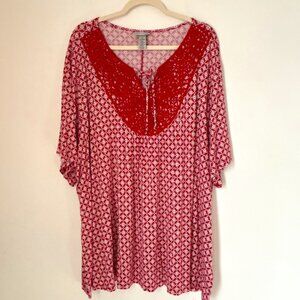 Catherines Crochet Lace Boho Cottagecore Top Blouse Tunic Size 4X f64